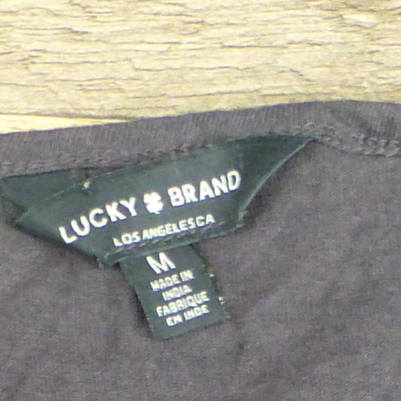 Lucky Brand black top Sz M Embroidered - Picture 2 of 6